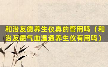 和治友德养生仪真的管用吗（和治友德气血温通养生仪有用吗）