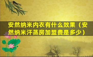 安然纳米内衣有什么效果（安然纳米汗蒸房加盟费是多少）