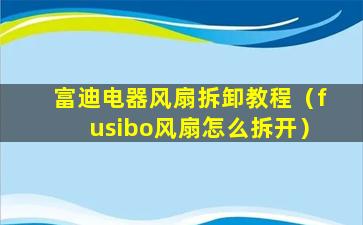 富迪电器风扇拆卸教程（fusibo风扇怎么拆开）