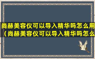 尚赫美容仪可以导入精华吗怎么用（尚赫美容仪可以导入精华吗怎么用视频）