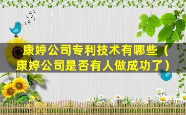 康婷公司专利技术有哪些（康婷公司是否有人做成功了）