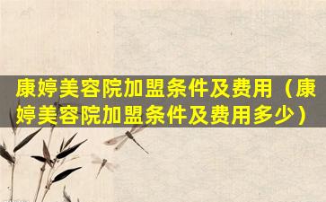 康婷美容院加盟条件及费用（康婷美容院加盟条件及费用多少）