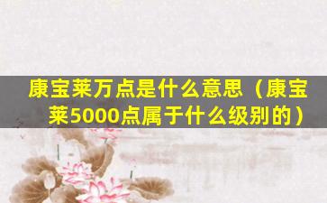 康宝莱万点是什么意思（康宝莱5000点属于什么级别的）
