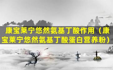 康宝莱宁悠然氨基丁酸作用（康宝莱宁悠然氨基丁酸蛋白营养粉）
