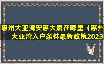 惠州大亚湾安惠大厦在哪里（惠州大亚湾入户条件最新政策2023年）