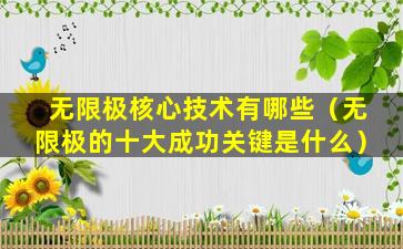 无限极核心技术有哪些（无限极的十大成功关键是什么）