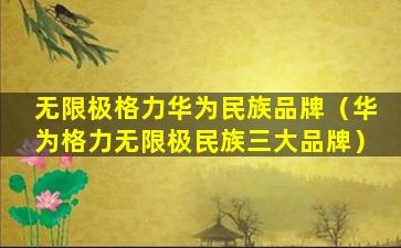 无限极格力华为民族品牌（华为格力无限极民族三大品牌）