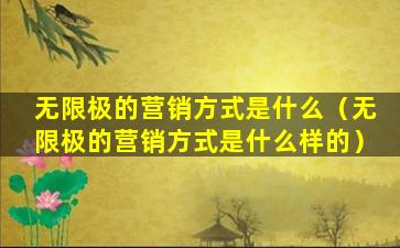 无限极的营销方式是什么（无限极的营销方式是什么样的）