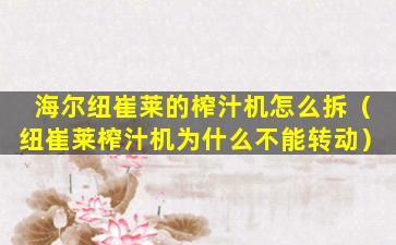 海尔纽崔莱的榨汁机怎么拆（纽崔莱榨汁机为什么不能转动）