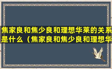 焦家良和焦少良和理想华莱的关系是什么（焦家良和焦少良和理想华莱的关系是什么意思）