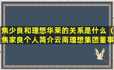 焦少良和理想华莱的关系是什么（焦家良个人简介云南理想集团董事长）