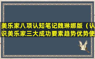 美乐家八项认知笔记魏琳娜版（认识美乐家三大成功要素趋势优势使...）