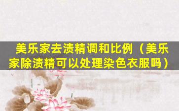 美乐家去渍精调和比例（美乐家除渍精可以处理染色衣服吗）