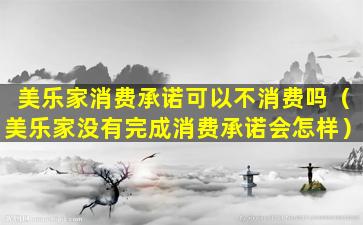 美乐家消费承诺可以不消费吗（美乐家没有完成消费承诺会怎样）