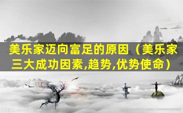 美乐家迈向富足的原因（美乐家三大成功因素,趋势,优势使命）
