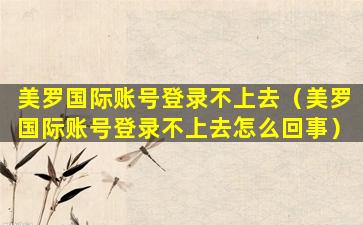 美罗国际账号登录不上去（美罗国际账号登录不上去怎么回事）