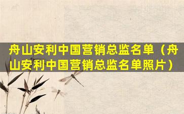 舟山安利中国营销总监名单（舟山安利中国营销总监名单照片）